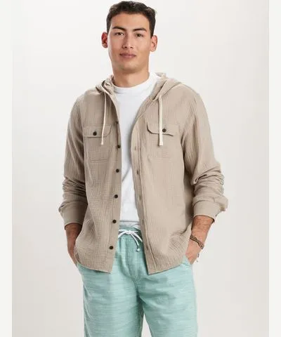 2024 Import Hughie Gauze Button-Up Hoodies Men UNIONBAY