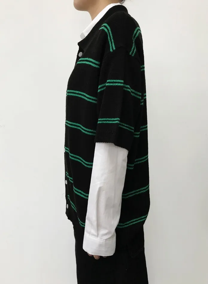 Stripes Street Style Cardigans AAKE