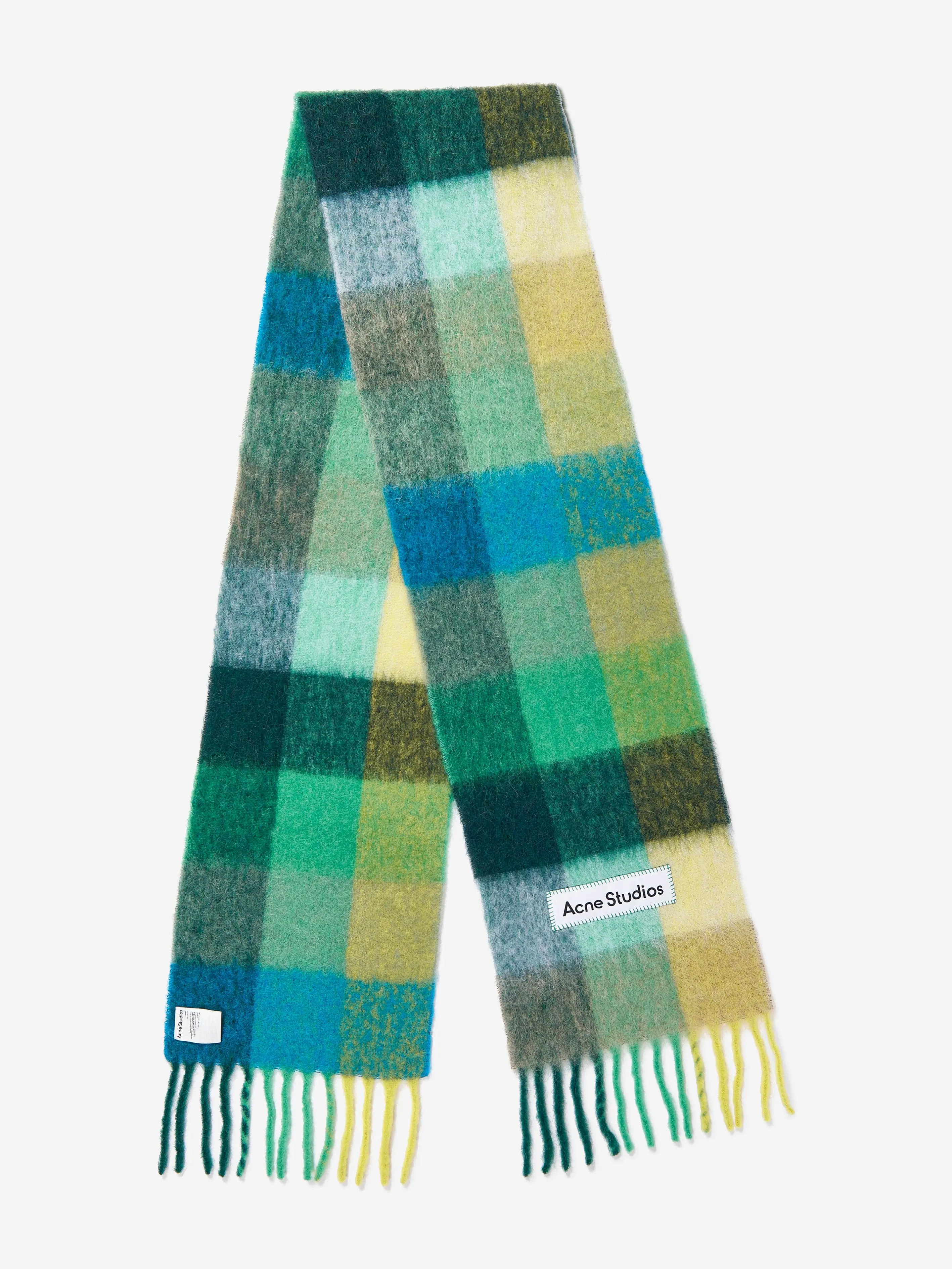 Acne Studios Kids Blue Checked Scarf - 250 CM