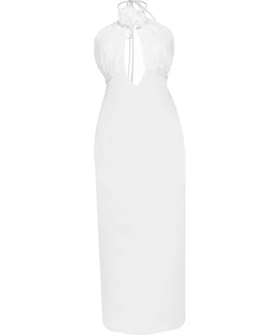 Women's White Alba Low-Cut Long Dress by Al Reves