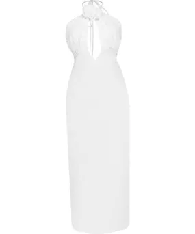 Women's White Alba Low-Cut Long Dress by Al Reves