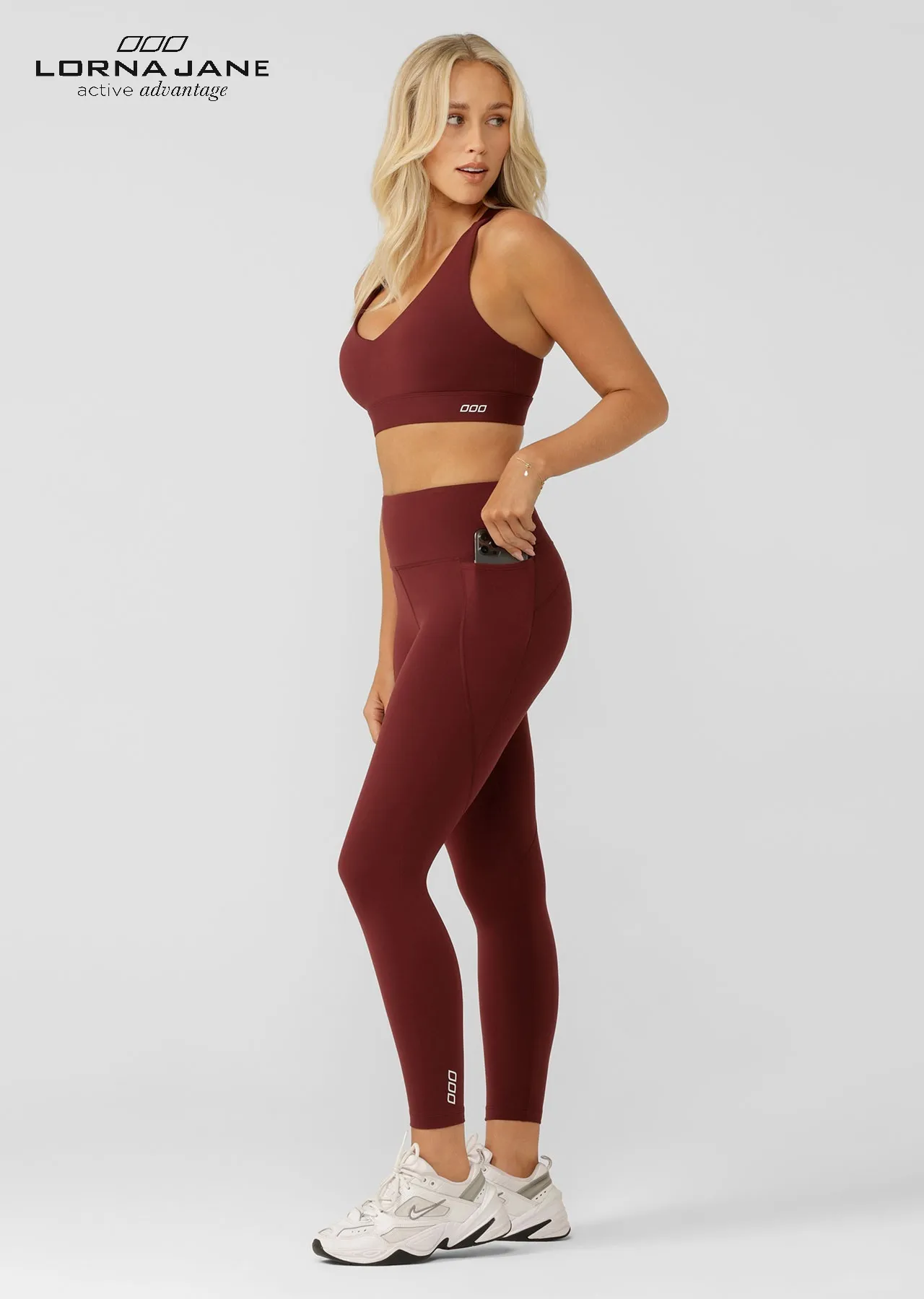 Tech Ankle Biter Leggings with Phone Pocket by Amy | Red | Lorna Jane Australia