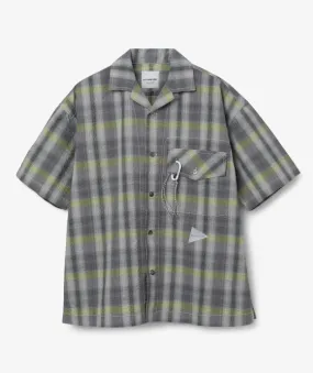 and wander   Dry Check Open SS Shirt- Gray