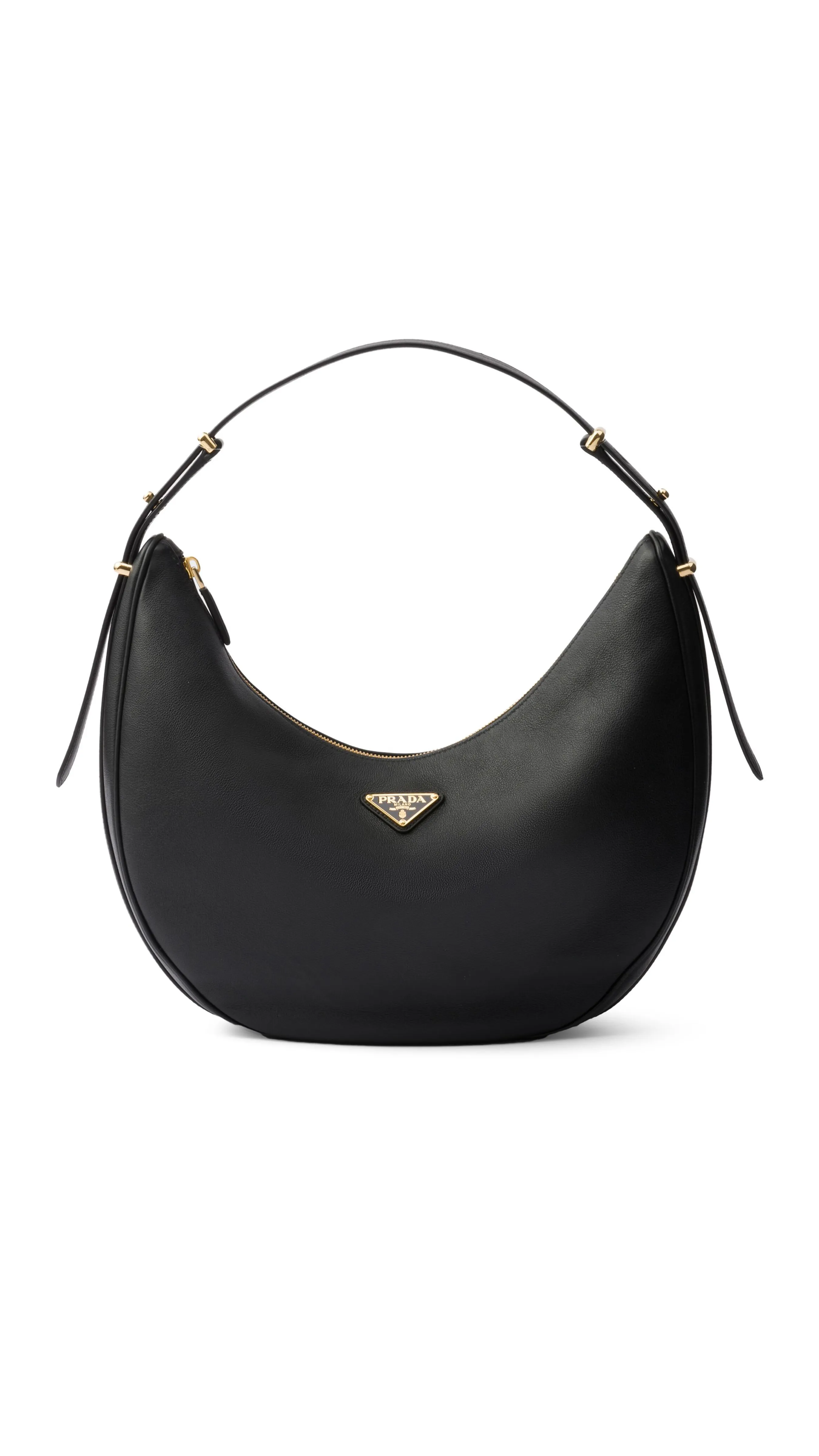 Black Arqué Medium Leather Shoulder Bag