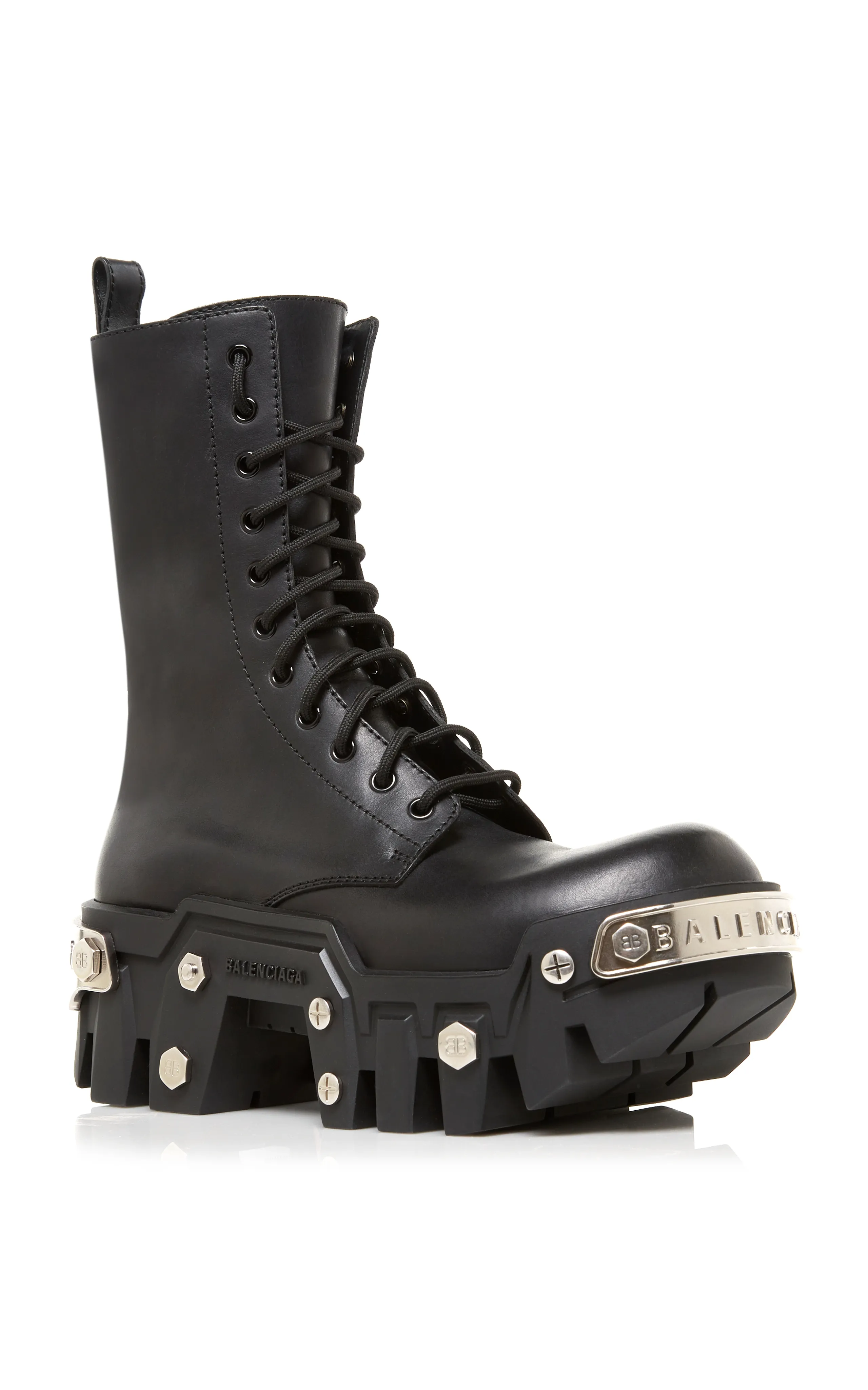 Bulldozer Platform Leather Combat Boots by Balenciaga