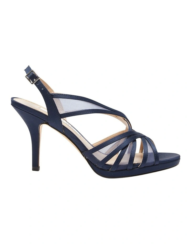 New Navy Satin Bess Sandals