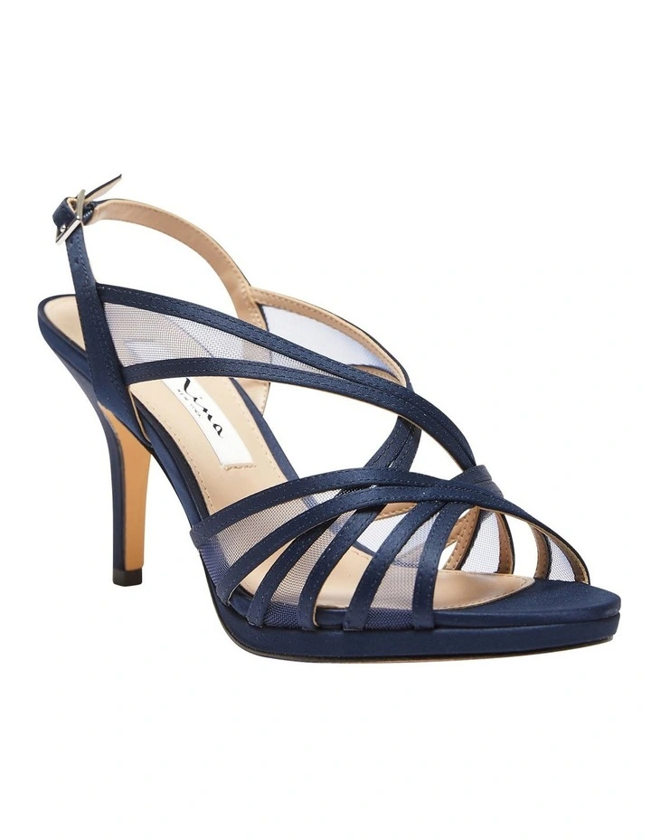 New Navy Satin Bess Sandals