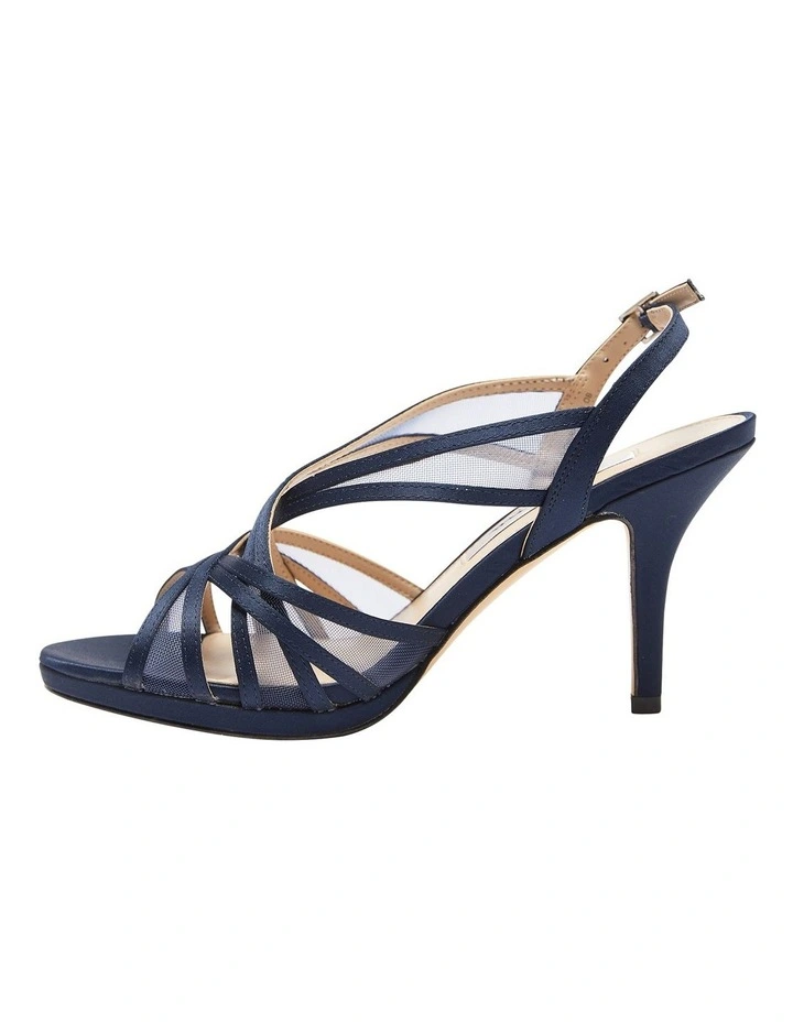 New Navy Satin Bess Sandals