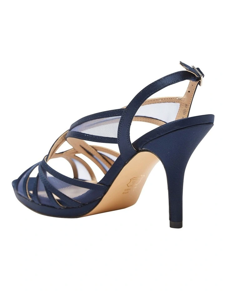 New Navy Satin Bess Sandals