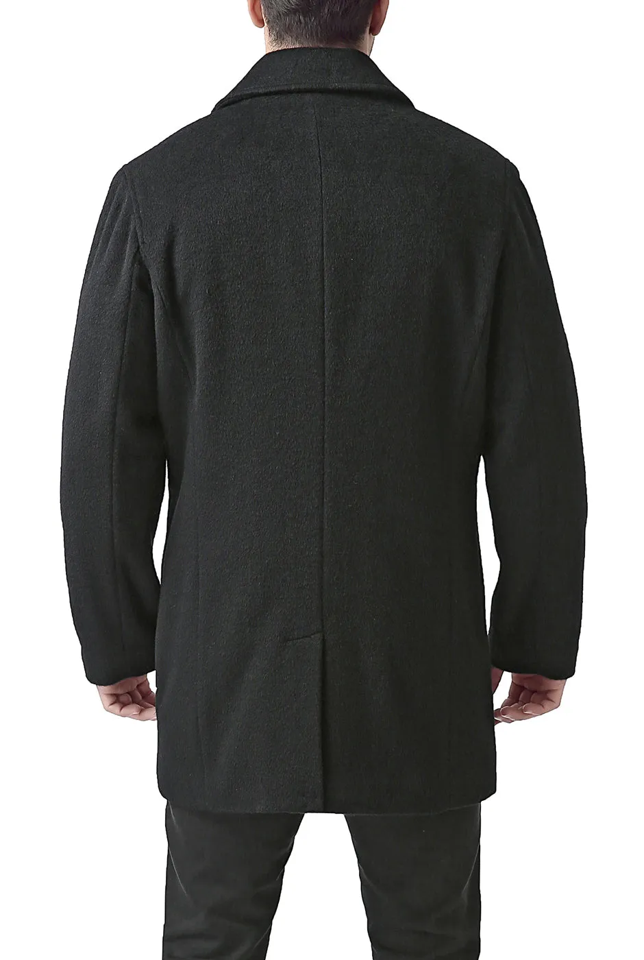 BGSD Men's Wool Blend Car Coat with Removable Bib - John