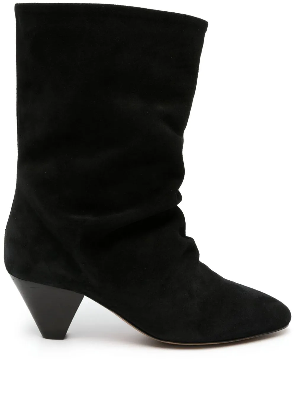 Black Almond Toe Leather Slip-On Boots Women crafted by ISABEL MARANT.