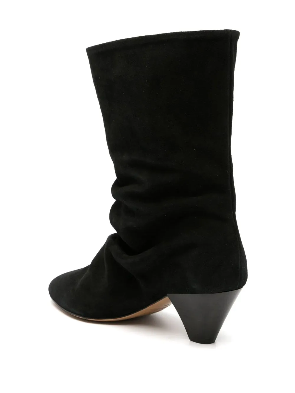 Black Almond Toe Leather Slip-On Boots Women crafted by ISABEL MARANT.