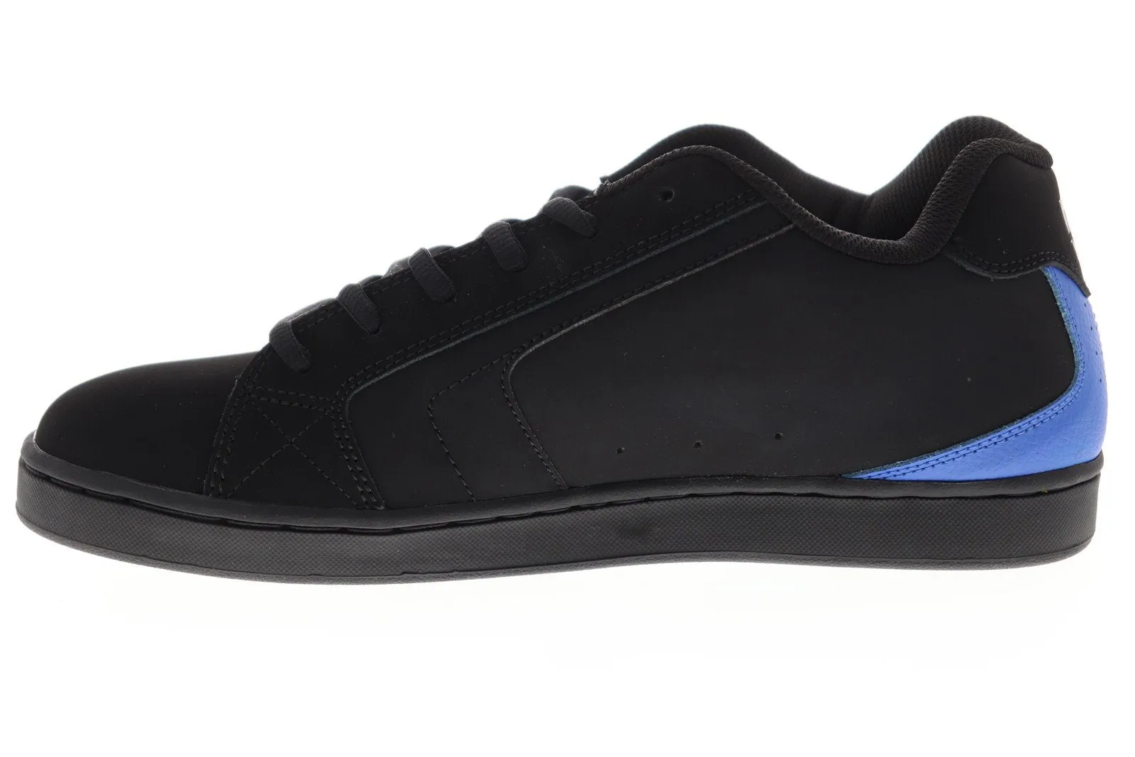 Black Nubuck Leather Skate Sneakers for Men - DC Net 302361