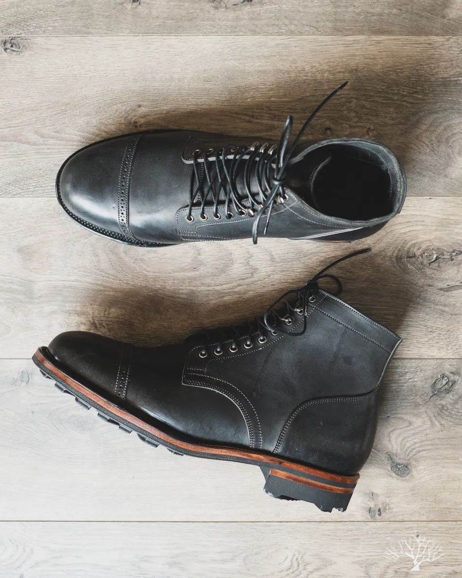 Black Waxed Horsebutt Service Boot - 2030