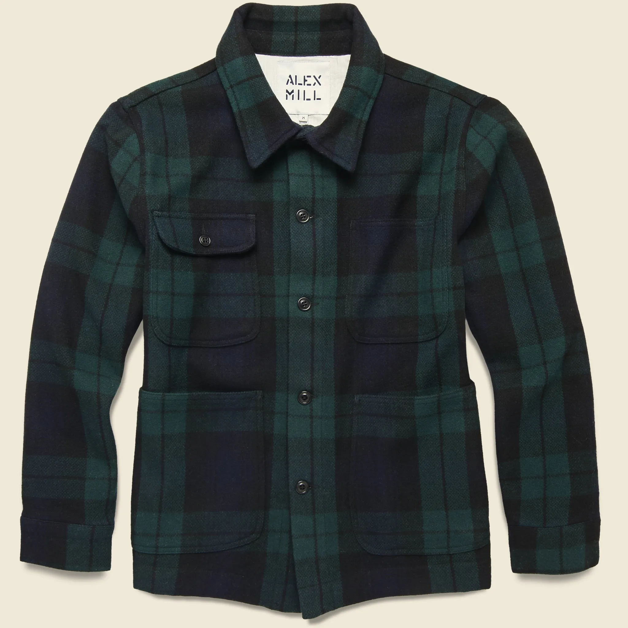 Wool Chore Jacket - Black/Green by Blackwatch