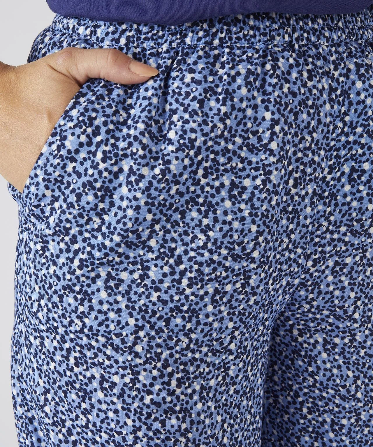 Wide-leg Trousers with Blue Dots Print