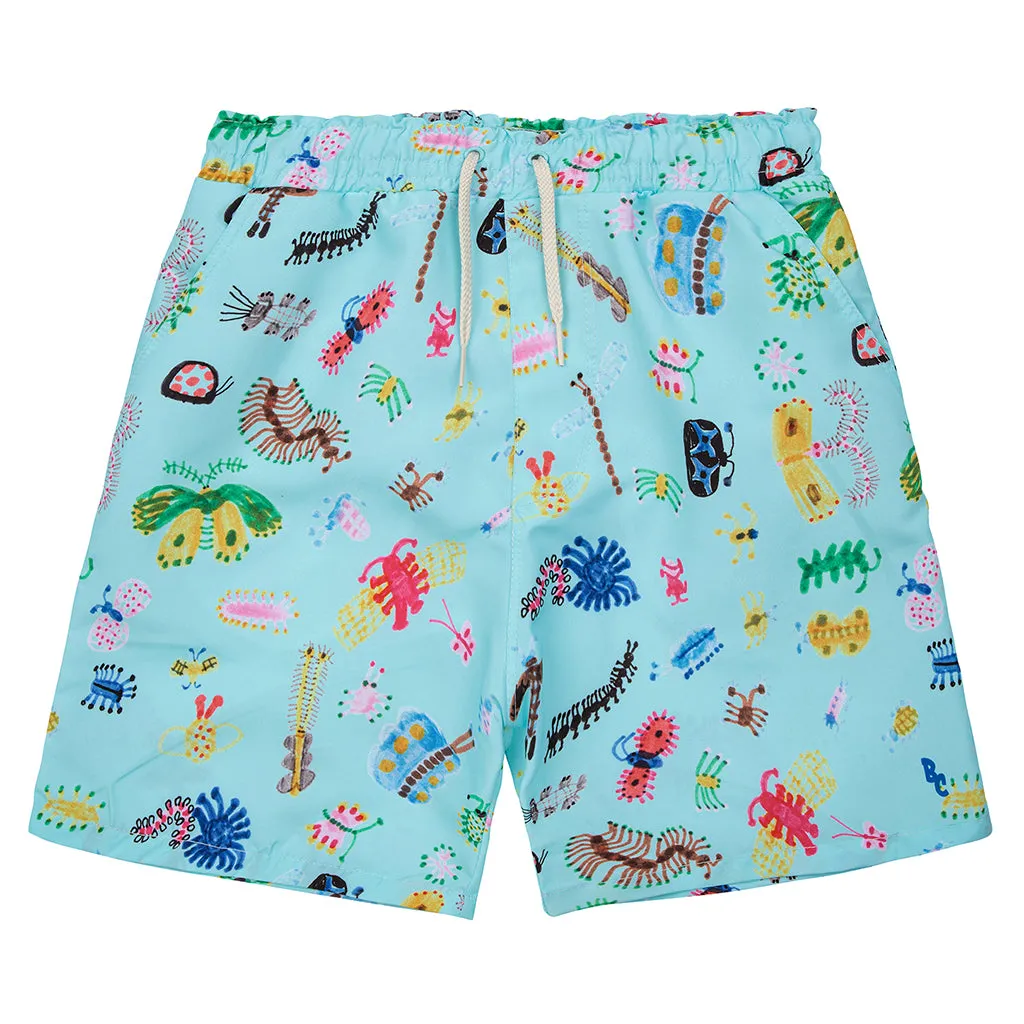 Bobo Choses Child Funny Insects Swim Shorts Aqua Blue