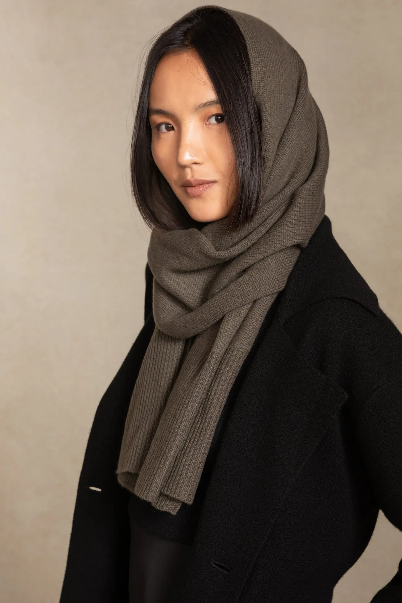 Cashmere Ribbed Scarf - BONNIE