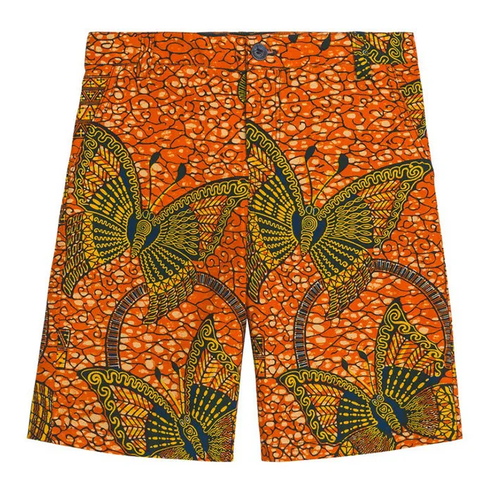 Orange Dutch Wax Print Elyas Shorts for Children by Bonpoint