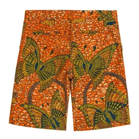 Orange Dutch Wax Print Elyas Shorts for Children by Bonpoint