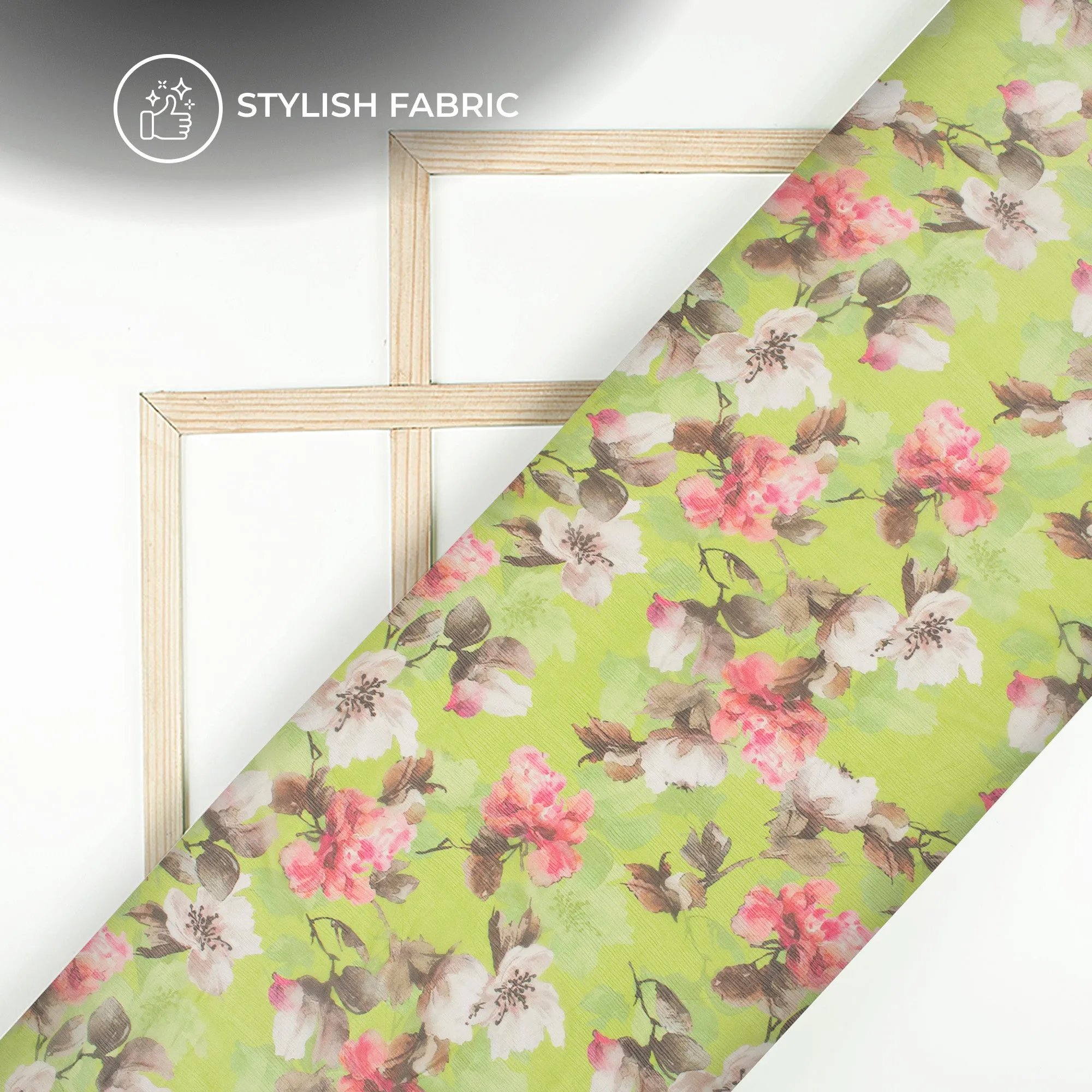 Bouquet Bliss: Bemberg Chiffon Fabric with Floral Digital Print