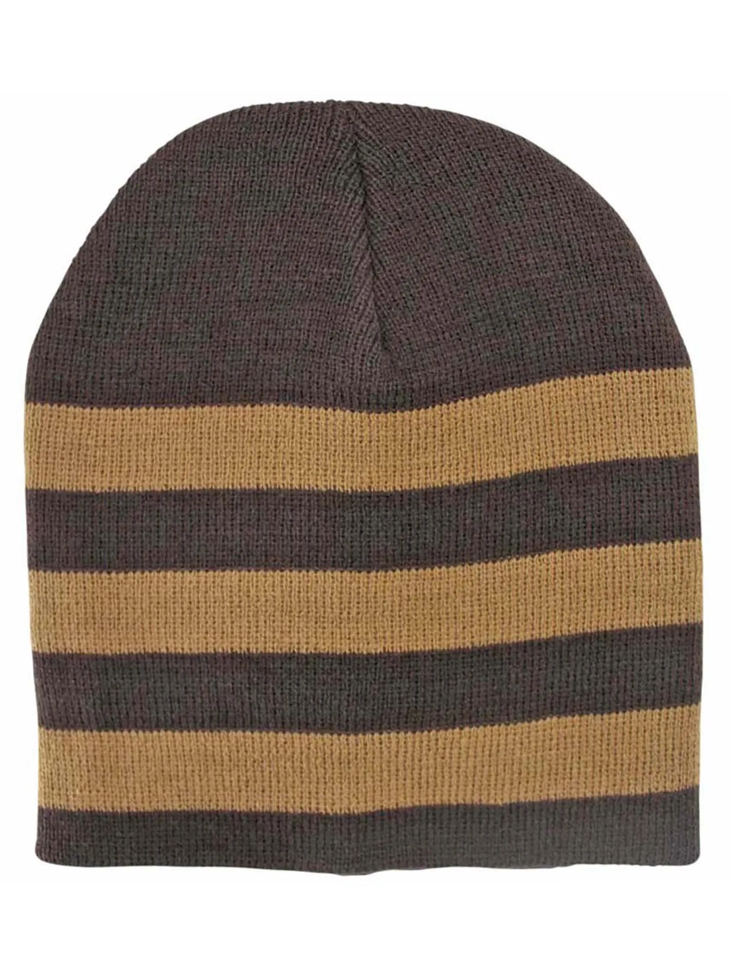 Brown Tan Striped Knit Beanie For Sale