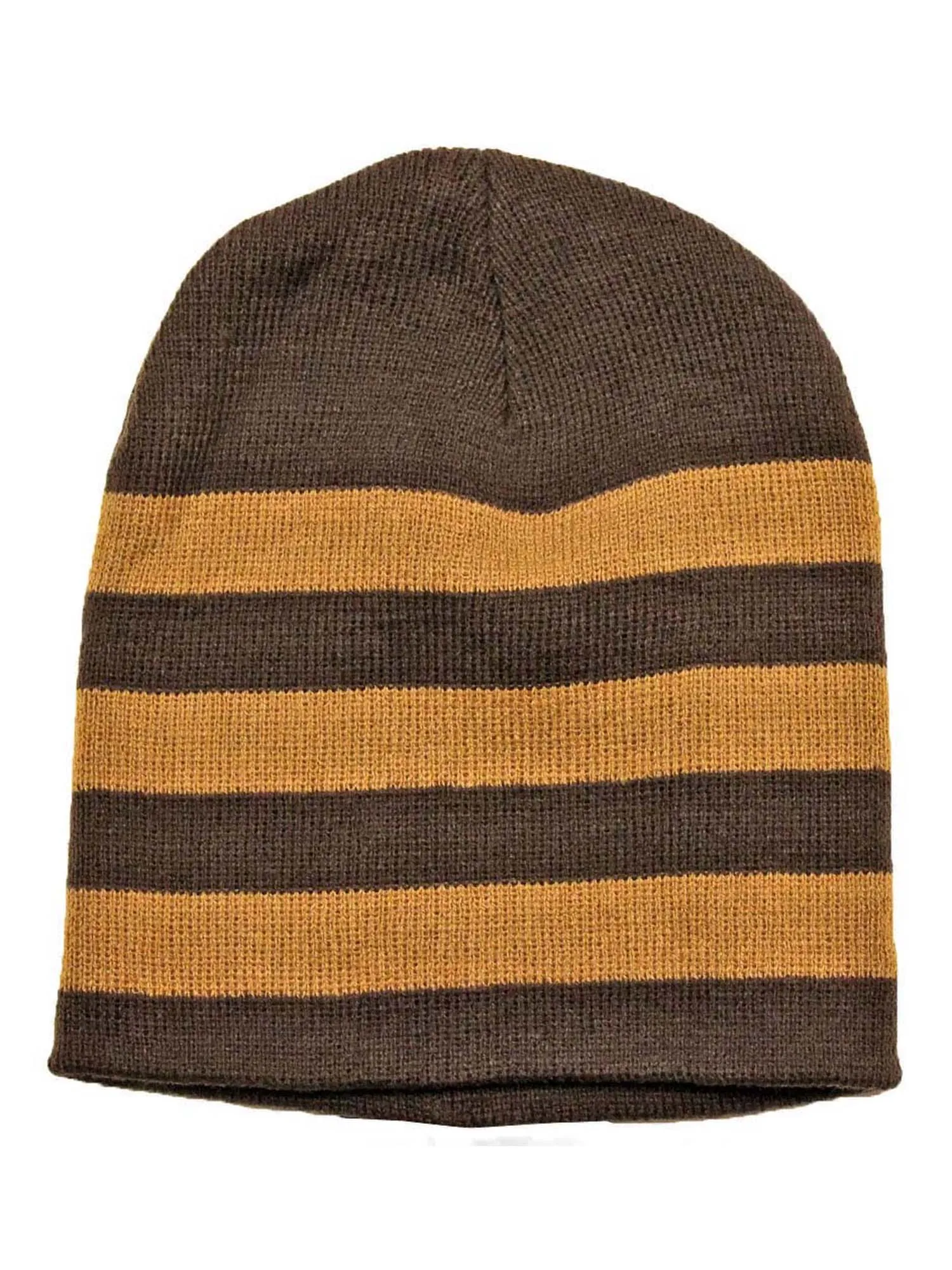 Brown Tan Striped Knit Beanie For Sale