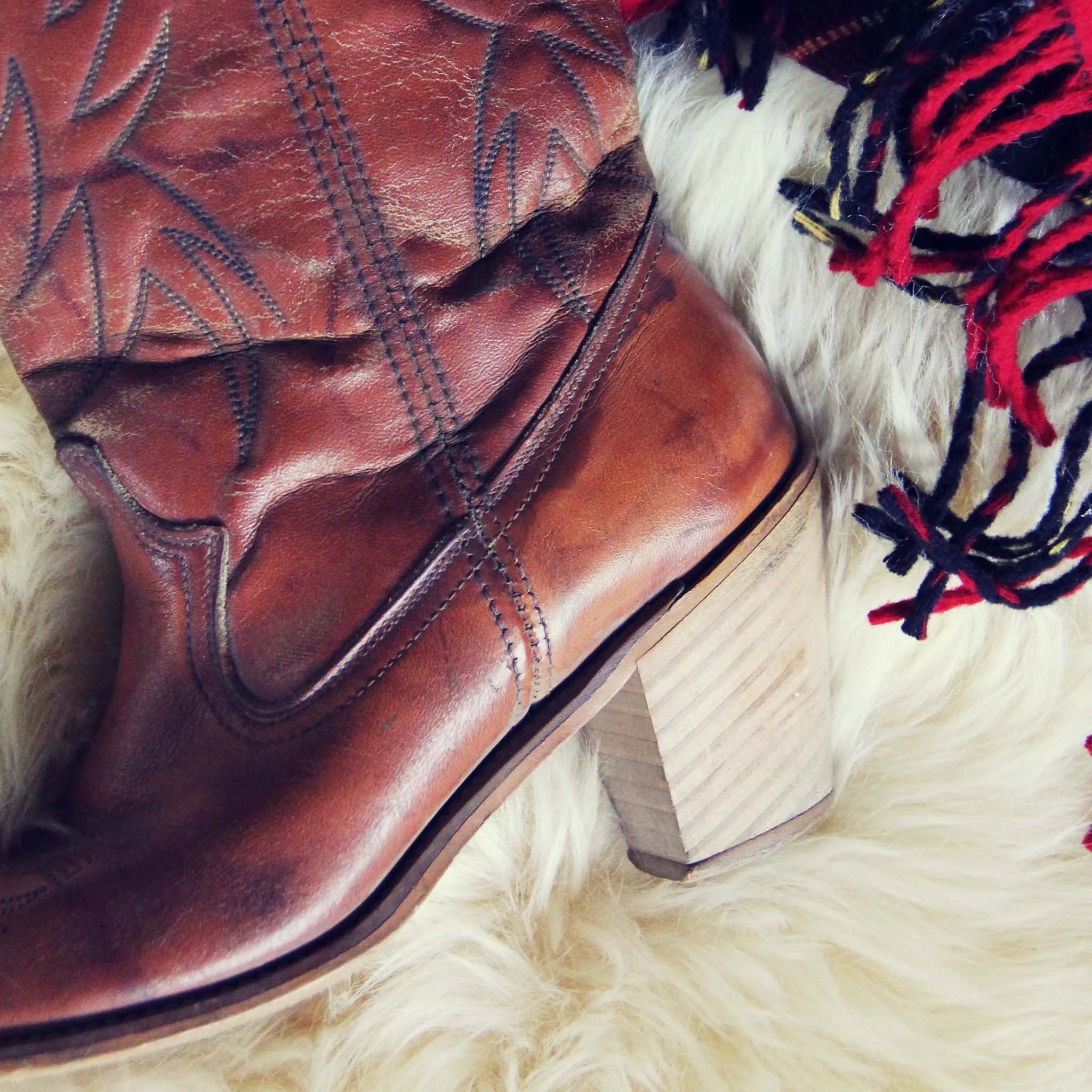 Vintage Caramel Stitch Boots