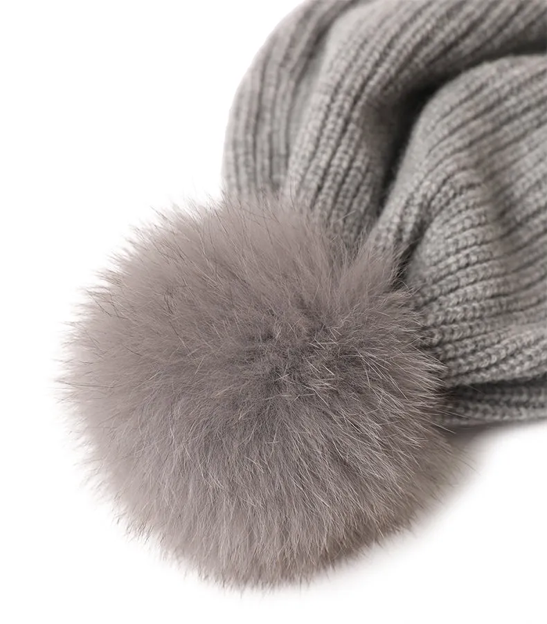 Cashmere Wool Beret Set with Sparkling Accents