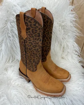 Circle G by Corral Teen Youth Honey Leopard Print Shaft Square Toe Boots J7104