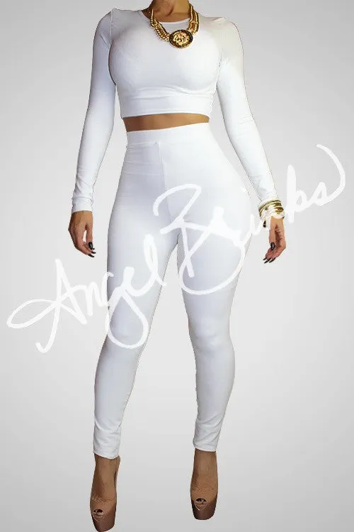 White High Waisted Leggings Set