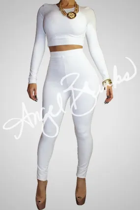 White High Waisted Leggings Set