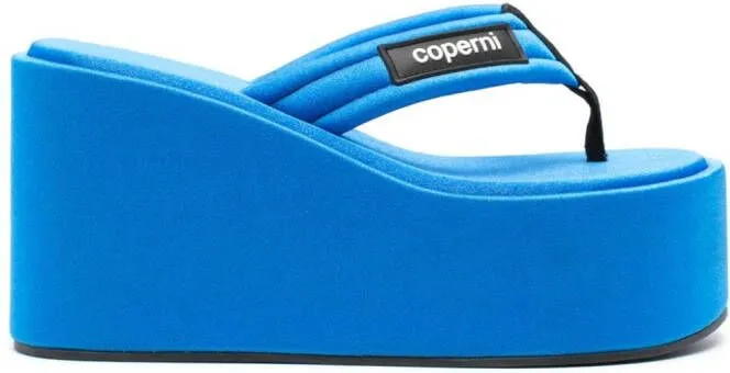 Coperni logo wedge sandals in blue color