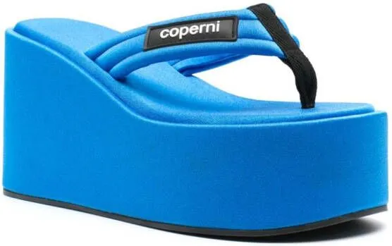 Coperni logo wedge sandals in blue color