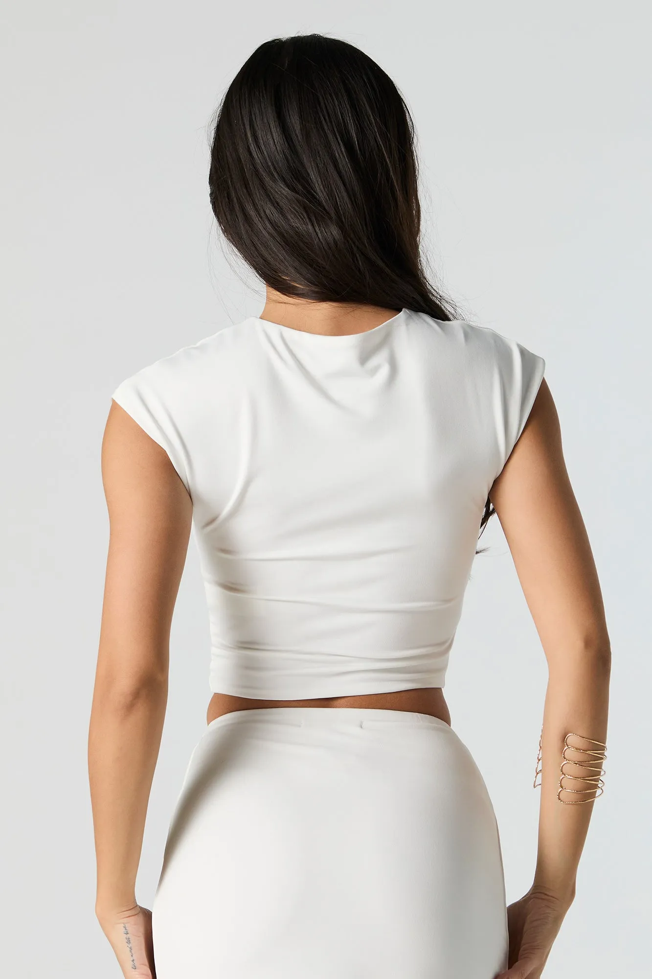 Crop Top with Contour Cap Sleeves