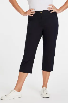 Cropped Trousers with Elastic Waistband