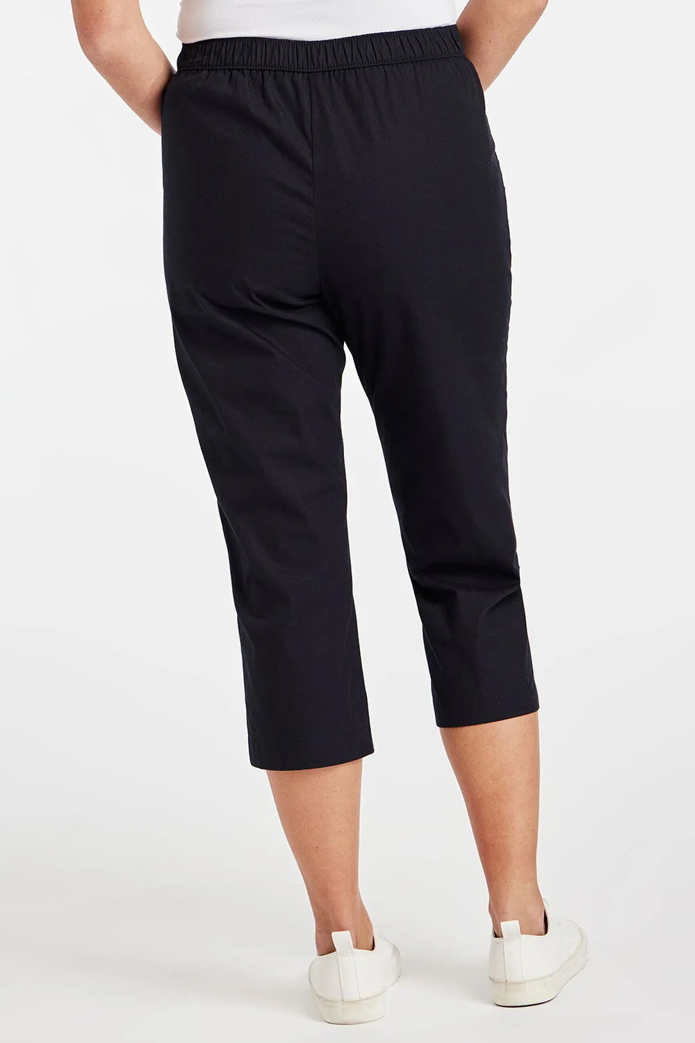 Cropped Trousers with Elastic Waistband