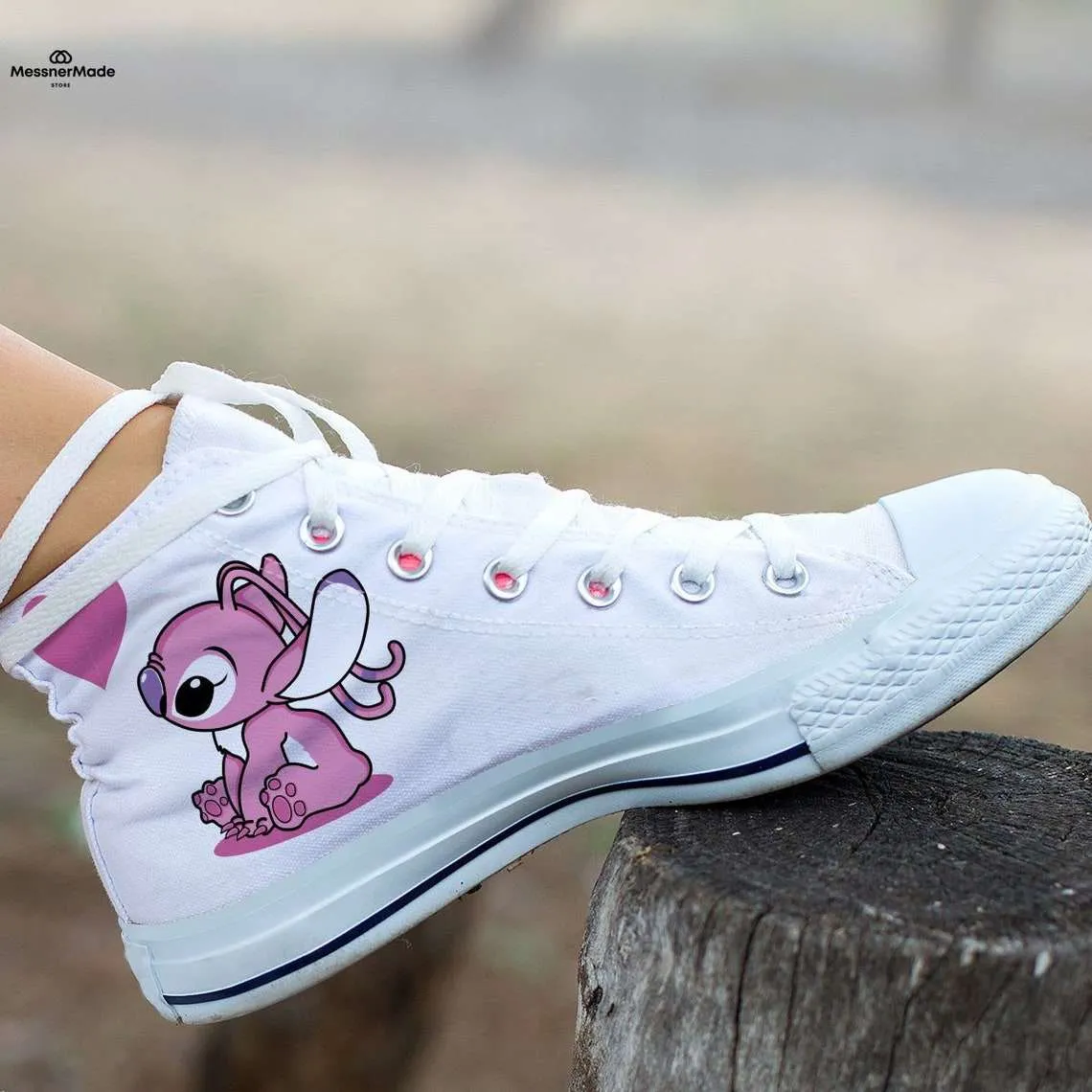 Cute Couples Lilo & Stitch Angel Pattern High Top Sneakers