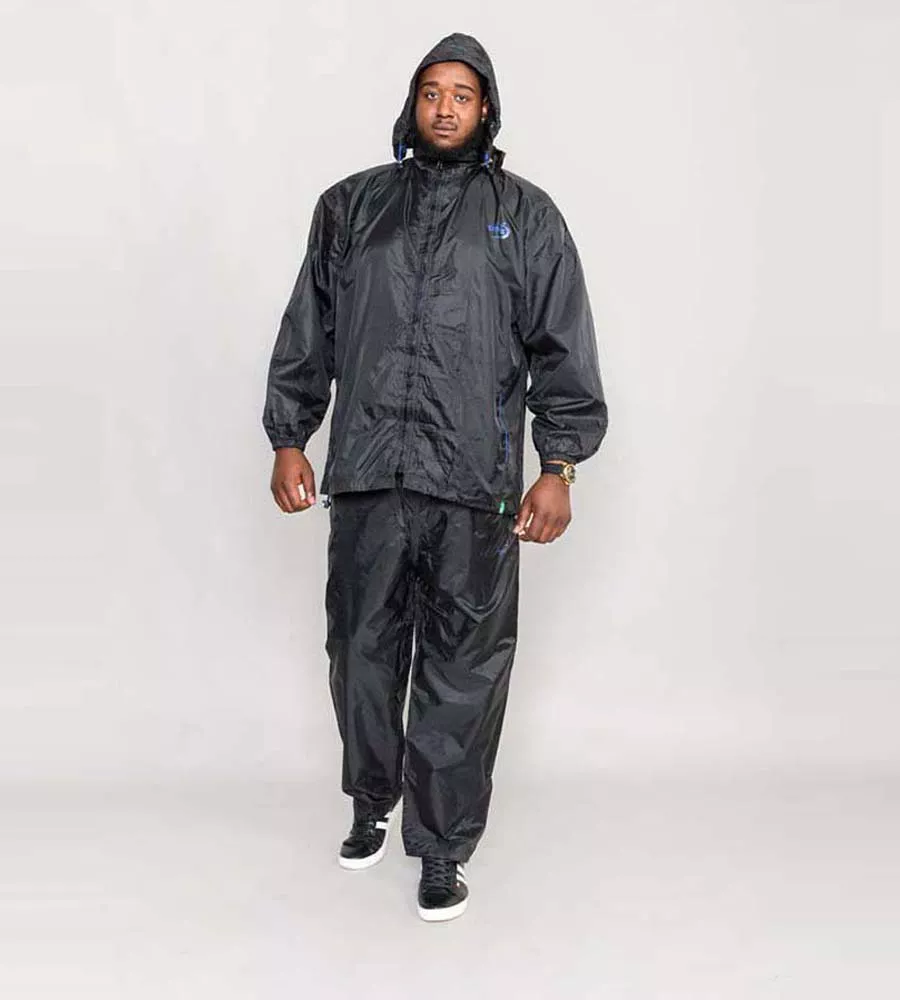 Big & Tall Black Packaway Weather Proof Rain Jacket (ZAC BLACK)