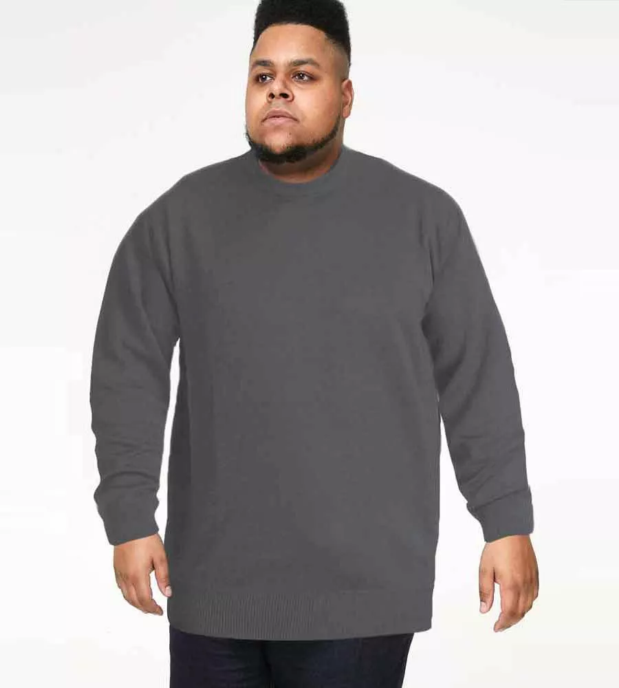 Charcoal Plain Crew Neck Sweater for D555 Big Men (ADKIN 3)