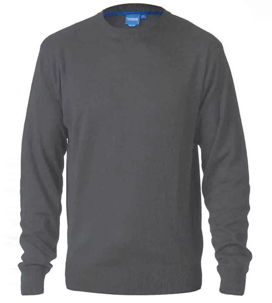 Charcoal Plain Crew Neck Sweater for D555 Big Men (ADKIN 3)