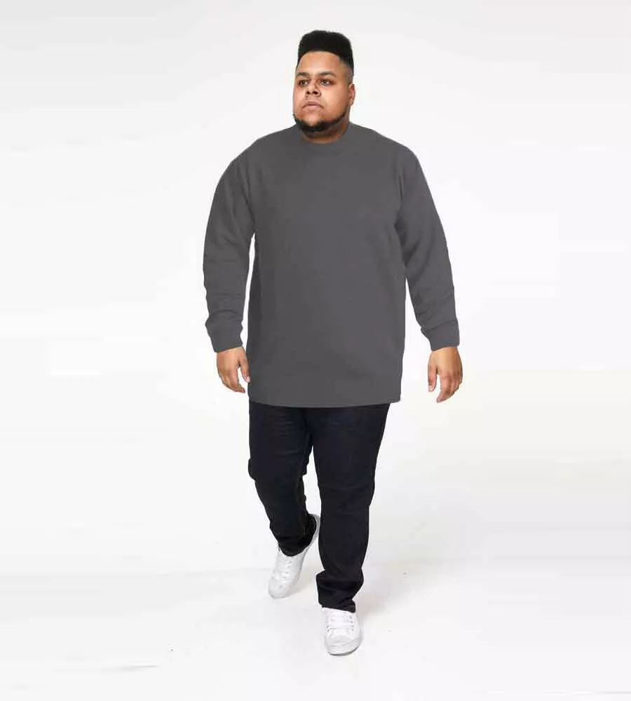 Charcoal Plain Crew Neck Sweater for D555 Big Men (ADKIN 3)