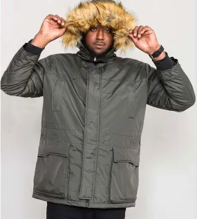 Big & Tall Khaki Parka Style Jacket With Detachable Fur Trim (LOVETT KHAKI)