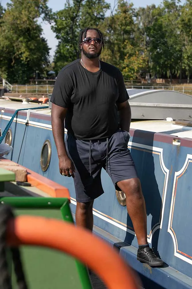 Navy Stretch Shorts with Internal Drawcord for Big Men (ARIES 1)