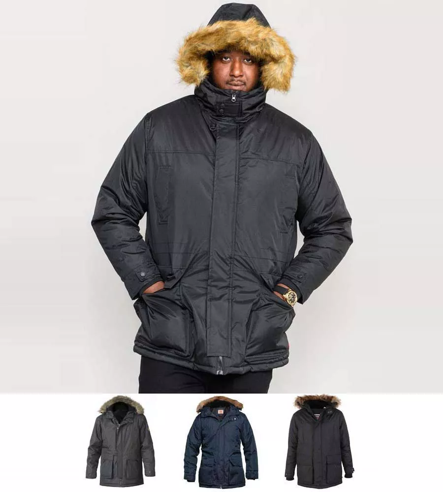 Big & Tall Parka Style Jacket With Detachable Fur Trim (LOVETT)