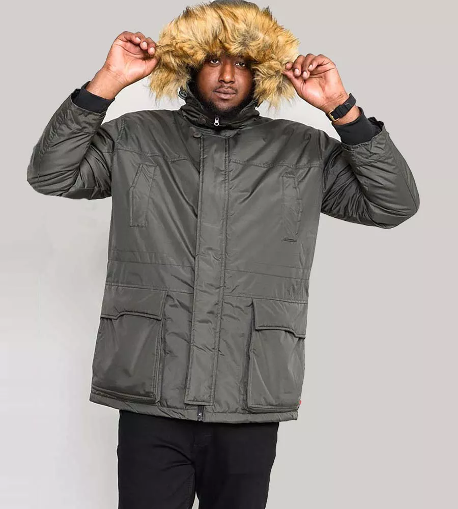 Big & Tall Parka Style Jacket With Detachable Fur Trim (LOVETT)