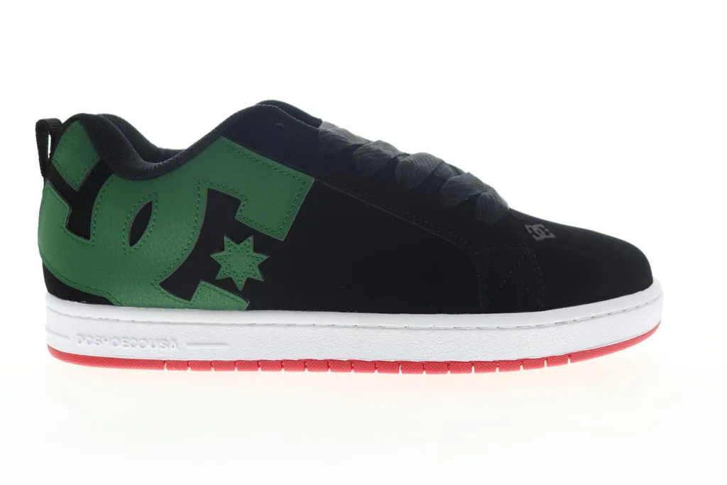 DC Court Graffik Nubuck Leather Low Top Skate Sneakers Shoes Black - Men's 