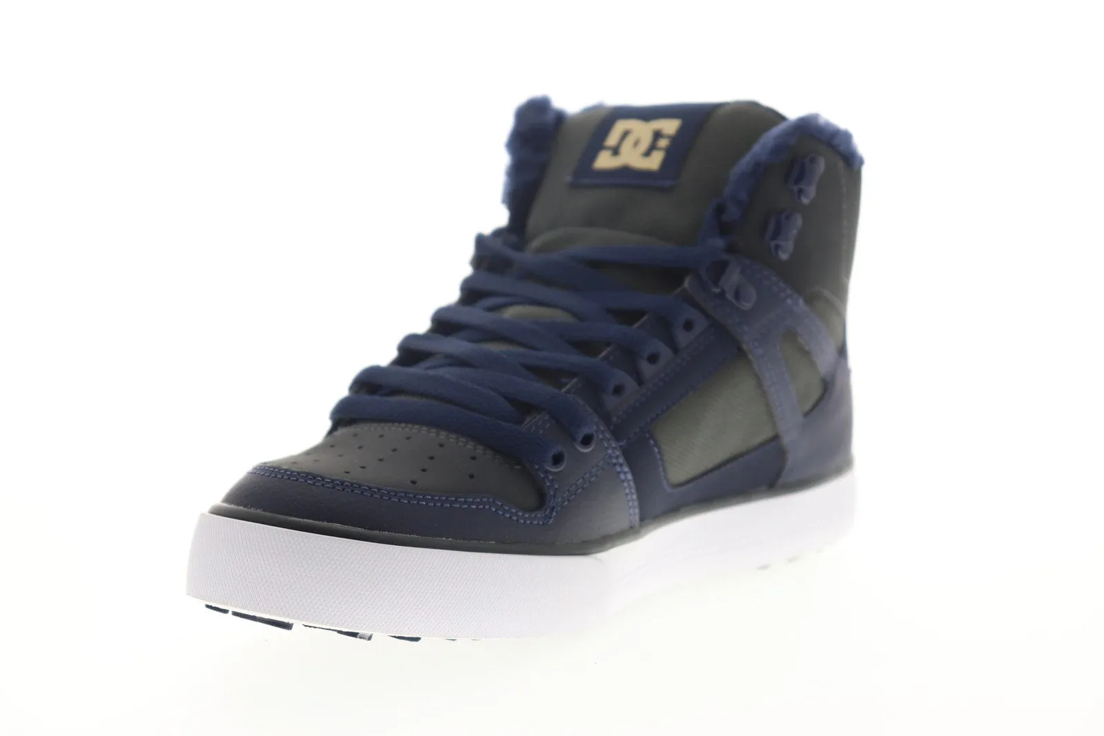 DC Pure High Top Winter Gray Canvas Skate Sneakers Shoes for Men