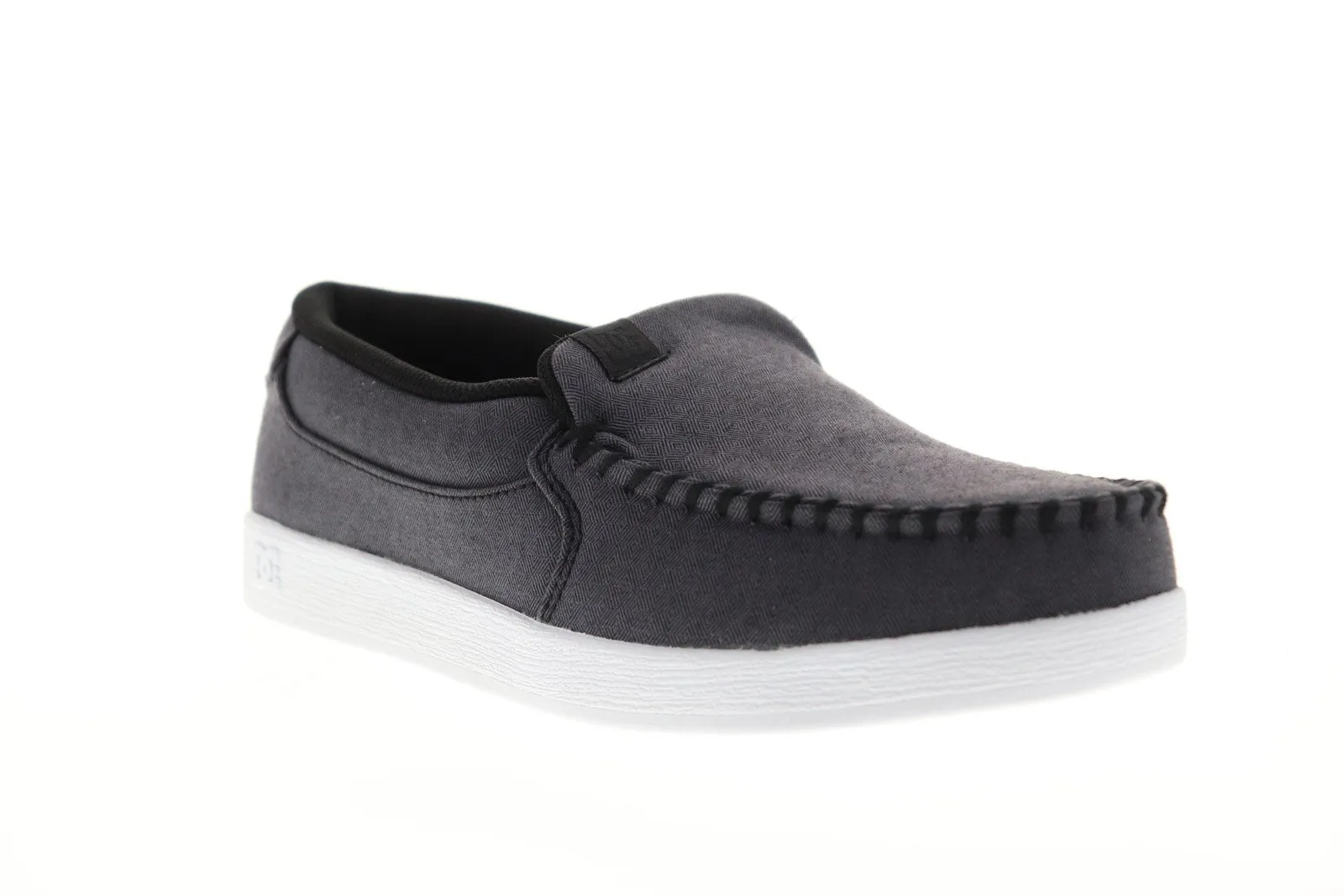 DC Villain Slip On Skate Shoes Mens Gray Canvas Sneakers.