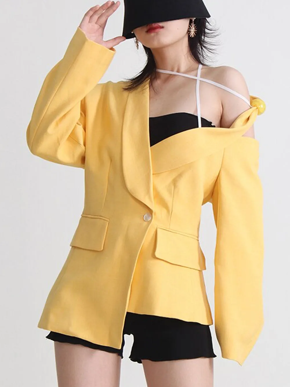 Yellow DEIDE Asymmetric Blazer